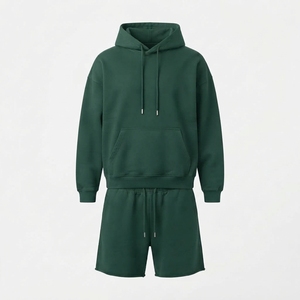 Conjunto de Sudadera con Capucha de Felpa de Algodón Grueso Personalizable y Pantalones Cortos Casuales, Proveedor Directo B2B - Product Image 5
