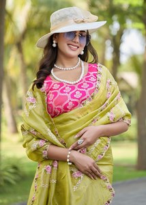 Sari indien léger pour femme, broderie riche, prêt-à-porter, pour mariage, fête, festival, style bohème - Product Image 2