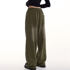 Pantalon de survêtement unisexe de luxe personnalisé, coupe droite ample, style streetwear, délavé à l'acide, pour femme - Product Image 4