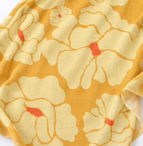 Floral Plain Cotton Retro Sunburst Meadow Muslin Fabric Textile Material Abaya Jubah Kebaya Apparel Golden Lightweight - Product Image 1