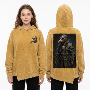 Sudadera con capucha personalizada de algodón desgastado con estampado gráfico de cerebro y huesos en la manga, estilo arte de bocetos, fabricante de boutique - Product Image 6