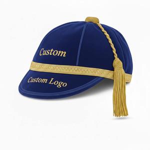Casquette de cérémonie personnalisée bleu marine avec pompon doré, broderie à la main, style anglais, unisexe, adulte, chapeau formel - Product Image 1