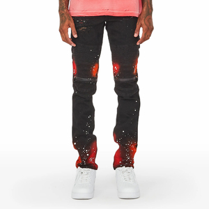 กางเกงยีนส์แฟชั่นสตรีทแวร์ผู้ชาย ผ้าฝ้ายน้ำหนักเบา ทรงเข้ารูป สีพื้น ใส่ได้ทั้งฤดูหนาวและฤดูร้อน - Product Image 2