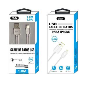 Cable de datos USB S&N de 1.0M y 3.0A de carga rápida para iPhone - Product Image 1