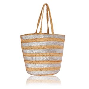 2025 Trending Jute Shopping Bag Tote Bag Reusable <b>Silver</b> Printed Jute Bag <b>Handbag</b> for Women and Girls Form Indian Supplier - Product Image 2