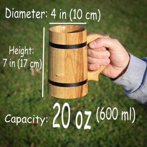 Handmade Wooden Beer <b>Mug</b> Stainless Steel Insert Classic Design Hand Grip Dishwasher Microwave Safe Solid Pattern Gift <b>Box</b> for - Product Image 2