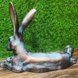 รูปปั้นกระต่ายทองแดงโบราณทำมือ ของตกแต่งบ้านสำหรับเทศกาลอีสเตอร์ ของประดับตกแต่งสวน - Product Image 5