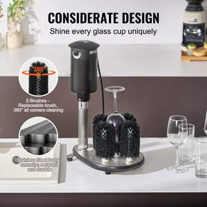 Lavadora de vidrio eléctrica de 1200 tazas/H con barra de 5 Cepillos para limpiar copas de vino - Product Image 6