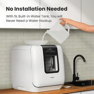 Lave-vaisselle de comptoir, lave-vaisselle portable avec réservoir d'eau intégré de 6 L, mini lave-vaisselle avec plus d'espace à l'intérieur, 7 programmes - Product Image 2