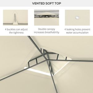 Gazebo Moderno Bianco Crema 9.6x11.6 con Tetto Ventilato e Zanzariera per Feste all'Aperto, Ville, Cortili, Parchi, con Palo in Alluminio - Product Image 5