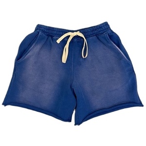 2024 verano Unisex alta calidad lavado ácido algodón francés Terry pantalones cortos cintura elástica bolsillo lateral personalizado OEM lona - Product Image 1