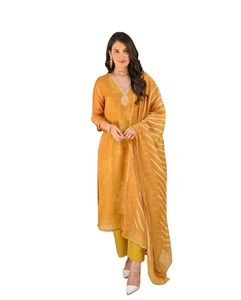 ผ้าเรยอนบริสุทธิ์คุณภาพพิเศษพิมพ์ลายดิจิทัลความยาวเท่าเข่า Kurti & pent พร้อม dupatta เข้าคู่ - Product Image 1