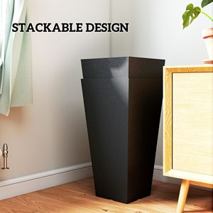 Set di 2 Vasi per Fiori in Plastica Nera Alti 23 Pollici, Fioriere da Esterno per Porta d'Ingresso, Patio e Giardino, Supporti in Metallo per Piante Inclusi - Product Image 6