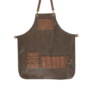 Capa de Peluquería de Cuero con Correas Ajustables, Múltiples Bolsillos, Delantal de Barbero Resistente para Herramientas y Cepillos - Product Image 1