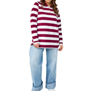 Camisa Polo de Manga Larga con Rayas de Ingeniería para Mujer, Tallas Grandes, Mayorista, Personalizable, OEM, ODM - Product Image 4