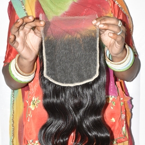 ผมแท้สีธรรมชาติจากอินเดียสำหรับผู้หญิง  แบบไม่ผ่านการแปรรูป  จัดเรียงเกล็ดผม  ขนาด 6*6 HD Closure  แบบเย็บสองชั้น  ผมแท้ Remy สำหรับต่อผม - Product Image 1