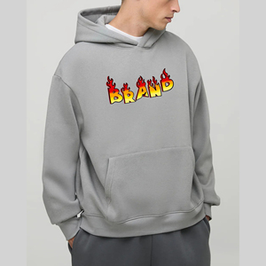 Sudadera con Capucha Gris para Hombre, con Estampado de Logotipo de Llama, Estilo Casual, para Otoño, 100% Algodón, Corte Regular - Product Image 4