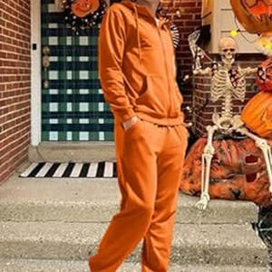 Ensemble de survêtement évasé deux pièces pour homme, grande taille, en polyester/coton imprimé, avec fermeture éclair, collection hiver, par Dress Sports - Product Image 3