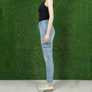 Jeans Cargo de Mujer, Cintura Media, Corte Recto, Felpa, Alta Calidad, Bolsillos Laterales, Cierre con Cordón, 100% Algodón, Transpirables, Secado Rápido - Product Image 3