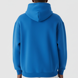 Sweat-shirt à capuche surdimensionné bleu pour homme, en molleton avec poche, 100% coton, logo personnalisé, streetwear d'hiver - Product Image 3