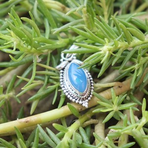Collier pendentif Radhey Krishna Jewellers RKJ-1586 en argent sterling 925 pur avec pierre précieuse naturelle de calcédoine bleue marquise jaune - Product Image 5