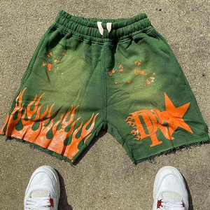 Custom High Elastic Knitted Solid Summer Sweat Shorts Screen Printed Length Shorts Acid Wash Heavyweight 100% Cotton 220 GSM - Product Image 3