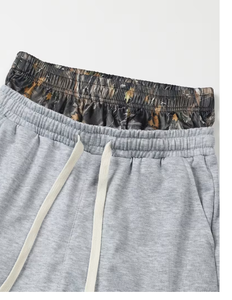 Men s Gray Solid Cotton Double waisted Shorts Elastic Waist Casual Knitted Breathable <b>Mid</b> Rise Fashion Fit Lounge Shorts Men s - Product Image 6