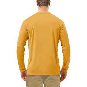 Bold Golden Yellow <b>Mens</b> UV Sun Protection Long Sleeve Rash Guard Quick Dry Breathable Swimwear <b>Top</b> - Product Image 3