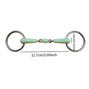 Mors de cheval en acier inoxydable avec embout vert menthe et anneaux mobiles pour l'équitation - Product Image 2