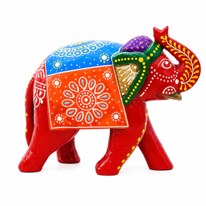 Hand-Painted Wooden <b>Elephant</b> Figurine | Colorful Indian <b>Elephant</b> Statue | Handmade Wooden Home <b>Decor</b> & Gift Item - Product Image 1