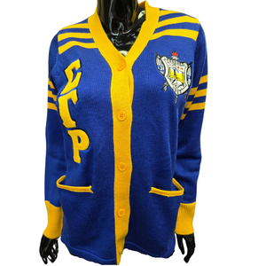 Custom SGRho Women's Knitted Cardigan Sweater Greek Letter Design Long Sleeve Button Front Casual Sorority Fashion Knitwear - Product Image 1