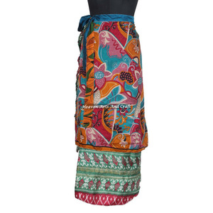 New 2026 Fashion Women's Silk Long Length <b>Wrap</b> Skirt Style Indian Vintage Magic <b>Wrap</b> Silk Sari Skirt Magic 38" <b>Sarong</b> Pareo - Product Image 2