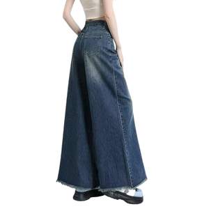 Wholesale Women High Waist Wide Leg <b>Denim</b> <b>Jeans</b> Custom Flare Style <b>Soft</b> Sand Washed Fashion Pants OEM ODM - Product Image 4