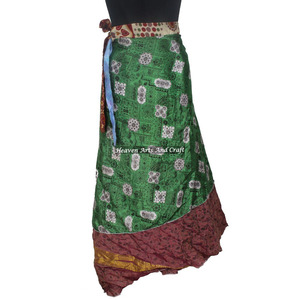Nouvelle réduction en gros ! Jupes en soie indienne assorties, style sari, réversibles, vintage, longueur 38 pouces, provenant d'Inde - Product Image 6
