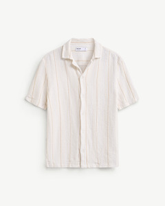 เสื้อเชิ้ตผู้ชายแขนสั้น ผ้าถักเนื้อนุ่ม ระบายอากาศได้ดี ทรงพอดีตัว กระดุมเดี่ยว ปกคอพับ ผ้าฝ้ายผสมโพลีเอสเตอร์ พิมพ์ลาย สำหรับฤดูใบไม้ร่วง - Product Image 1