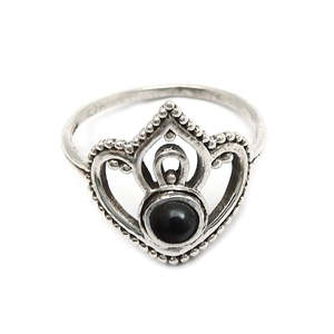 Anillo Bohemio de Plata de Ley 925 de Lujo con Piedra de Ónix Negra en Engaste de Bisel, Anillo Bohemio para Boda o Fiesta - Product Image 1