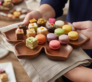 Assiette de service en bois artisanal haut de gamme, design feuille, en bois naturel, pour la maison, les mariages, les événements, les restaurants et les cadeaux - Product Image 3