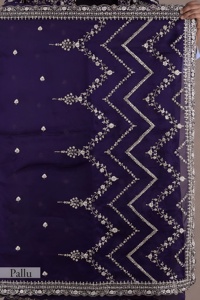 Designer Rangoli <b>Silk</b> <b>Fabric</b> Saree With Thread And Sequence Work With Rangoli <b>Silk</b> Blouse Thread And Sequence Work - Product Image 6