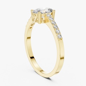 Bague de fiançailles en or jaune 9 carats avec diamant ovale de 1,50 carat cultivé en laboratoire, sertie pavé, bijoux de mariée personnalisés, vente en gros - Product Image 4
