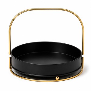 Caddie de rangement en métal au design unique avec poignée dorée de qualité supérieure, qui rehausse l'élégance et l'espace de la décoration de la maison, de l'hôtel ou du restaurant. - Product Image 1