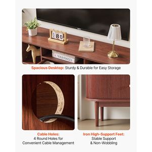 Meuble TV de style Mid-Century Modern, centre de divertissement pour téléviseurs jusqu'à 58 pouces, capacité de charge de 350 lb, console multimédia avec tiroirs - Product Image 5