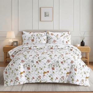 Ensemble de couvre-lit d'automne 3 pièces, motif losanges uni, mélange de coton T-150, literie pour toutes les saisons, usage domestique, style durable - Product Image 2