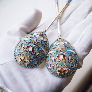 Vintage Gold Plated Enamel <b>Serving</b> <b>Spoons</b> Colorful Floral Decorative Metal <b>Spoons</b> for Luxury Tableware and Gifts - Product Image 6