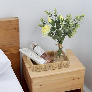 Bandeja de baño de jacinto de agua al por mayor, bandeja de tocador de mimbre de ratán, organizador de encimera para inodoro, decoración de mesa de centro, OEM ODM - Product Image 5