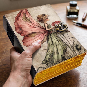 Fairy Leather Journal Handmade Deckle Edge Notebook Vintage Storybook Diary Fairycore <b>Book</b> of Shadows Cottagecore Gift - Product Image 5