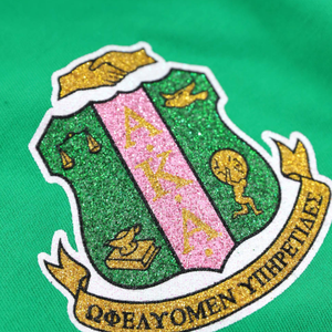 Camiseta Verde de Manga Larga AKA1908 para Mujer, Bordado Chenille, Ropa de Hermandad Griega, Estilo Fútbol Americano, Ajuste Premium - Product Image 3