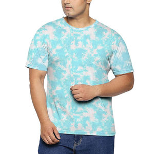 T-shirt décontracté pour homme, bleu clair uni, avec logo sur le devant, style hip-hop, col rond, manches courtes, en jersey respirant, streetwear, vente en gros OEM - Product Image 5