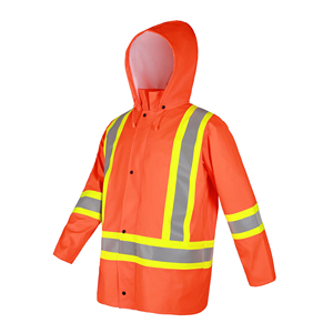 High Visibility Reflective <b>Rain</b> Suit Orange Waterproof Safety <b>Jacket</b> and Pants for Industrial Workwear Unisex Adult - Product Image 4