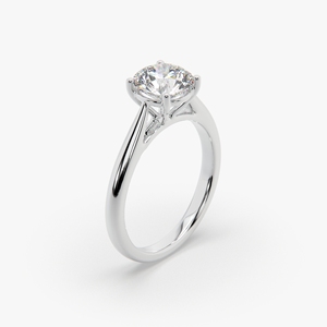 Anillo de Compromiso Solitario de Moissanita Redonda para Mujer, Joyería Clásica de Boda con Incrustaciones Altas, Chapado en Oro, Regalo de Aniversario, Fiesta - Product Image 3