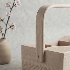 Cesta de Madera Blanca Lavada al Estilo Rústico para Almacenamiento en la Cocina, Cesta de Madera para Almacenamiento y Decoración del Hogar - Product Image 4